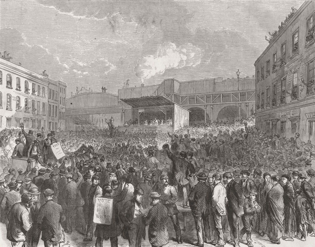 LONDON. Southwark Election 1869 old antique vintage print picture